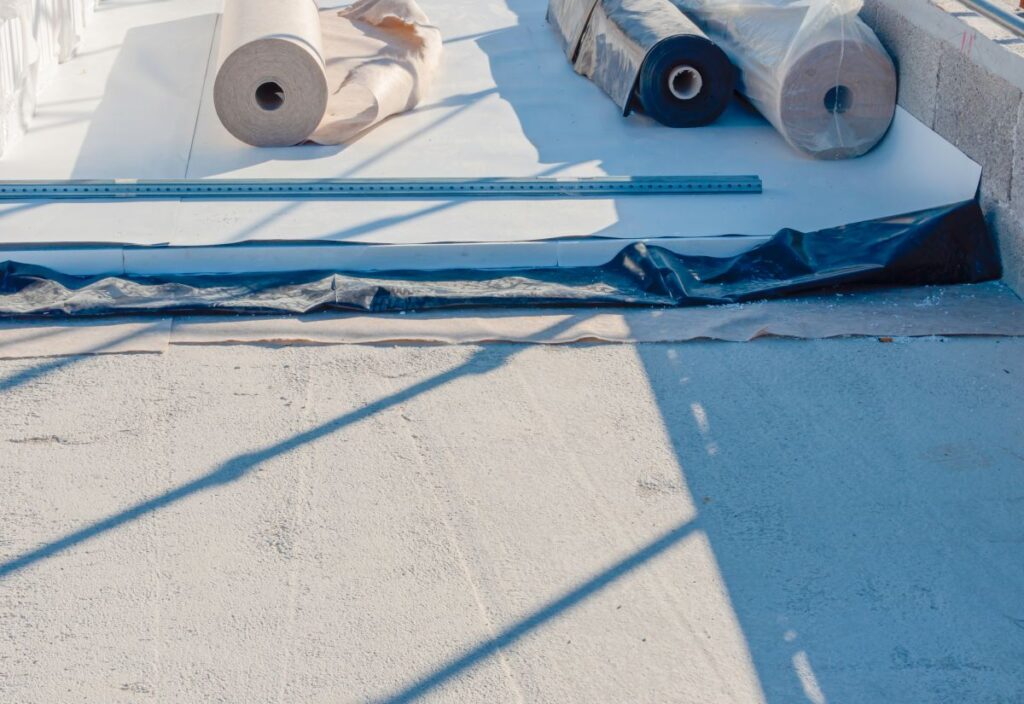 Stratigraphy of the materials to waterproof a terrace in a new building with the following products